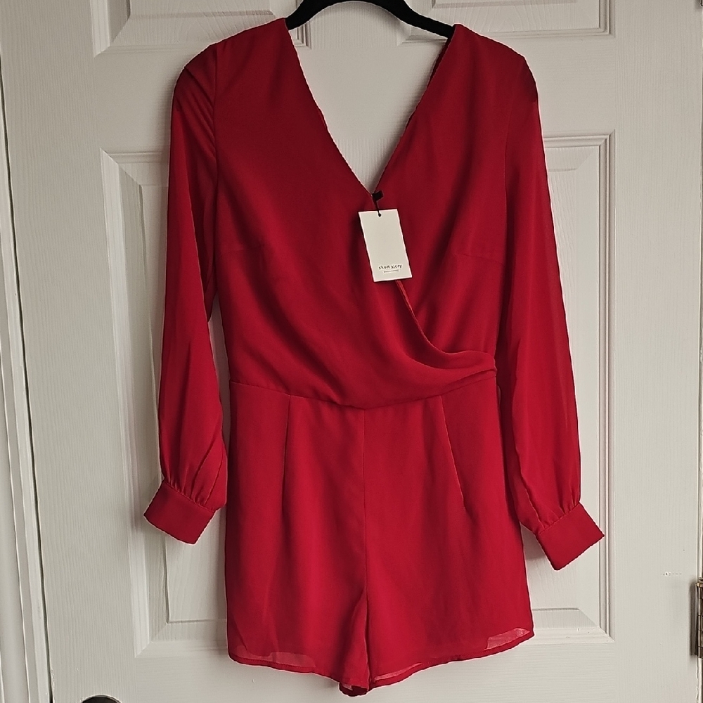 Red Long Sleeve Romper